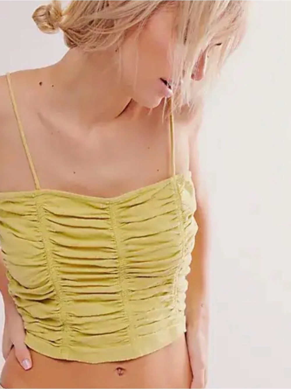 Free People Belong Together Spaghetti Strap Crop Top in Lime Green